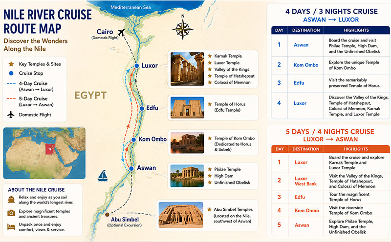 Egypt Nile River Cruise Map