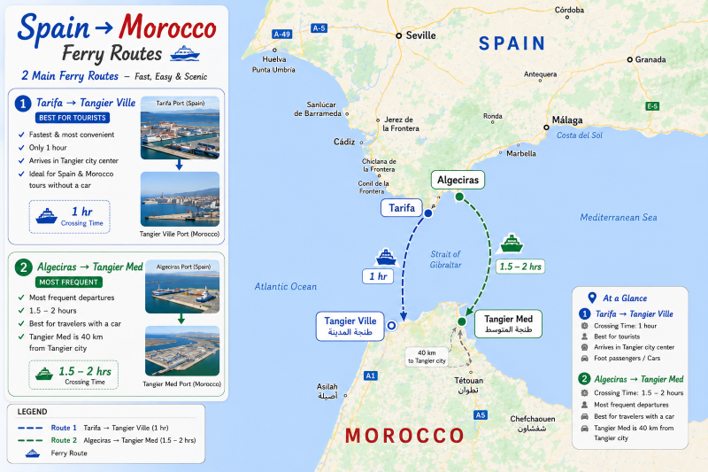 Morocco Tours from Spain Map