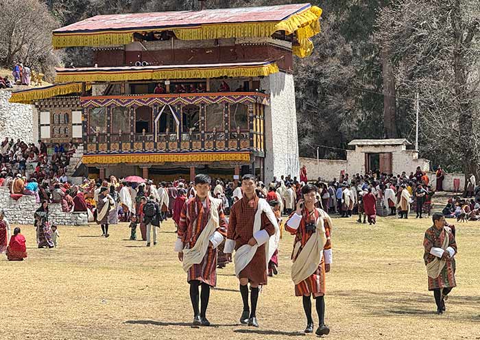 Men Dress in Gho for Paro Tshechu Festival Men Dress in Gho for Paro Tshechu Festival