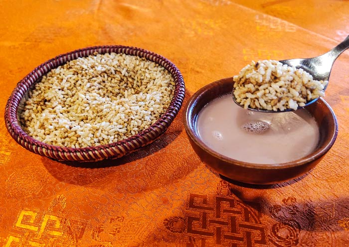 Bhutan Butter Tea with Roasted Puffed Rice Bhutan Butter Tea with Roasted Puffed Rice