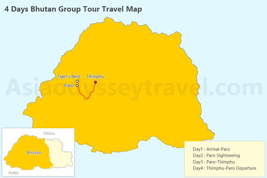 Bhutan Travel Map
