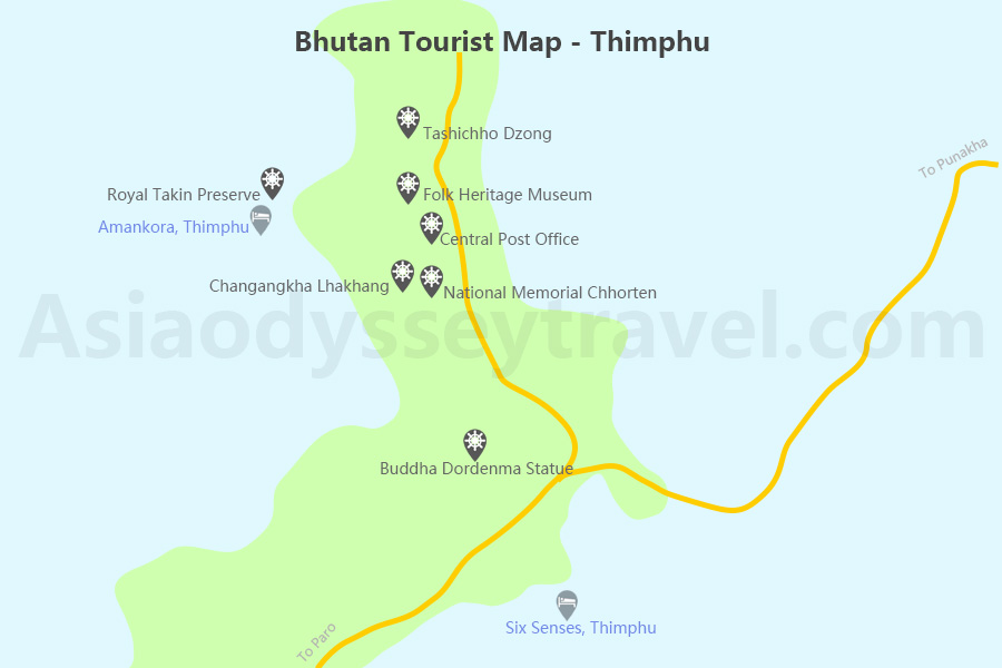 Bhutan Tourist Map