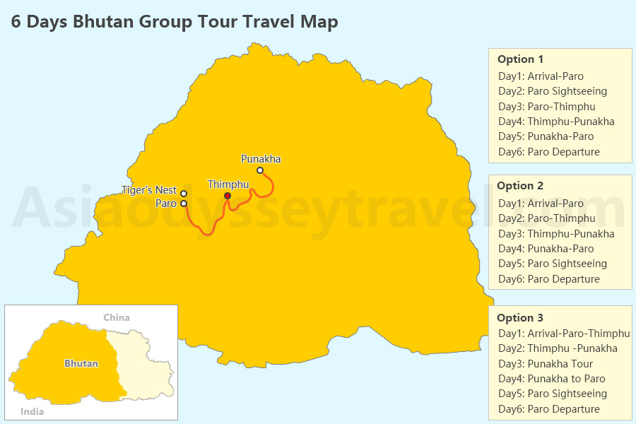 Bhutan Travel Map