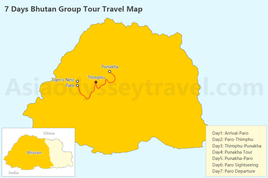 Bhutan Travel Map