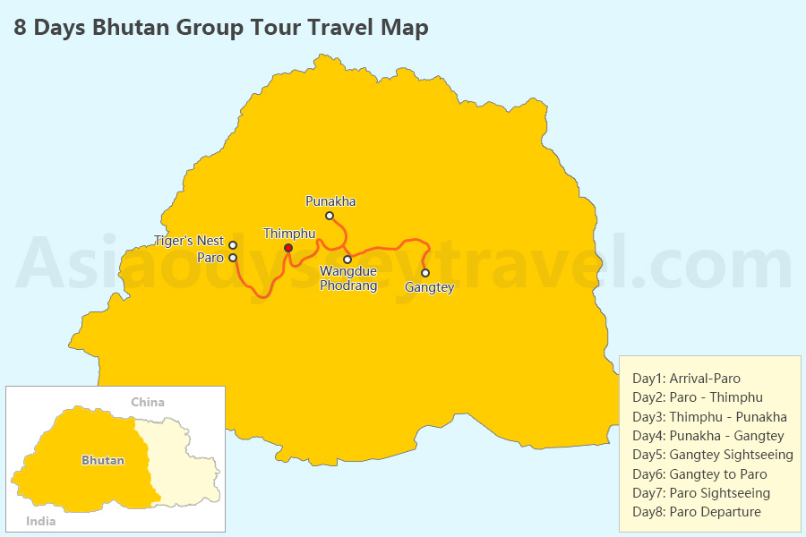 Bhutan Travel Map