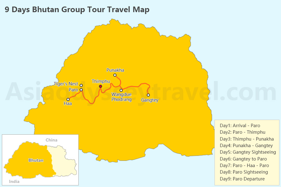 Bhutan Travel Map