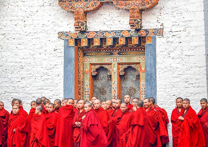 The monks in Punakha Dzong
