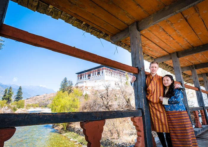 View Paro Dzong from the Bridge View Paro Dzong from the Bridge