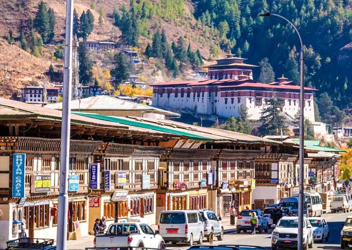 View Paro Dzong from the Street