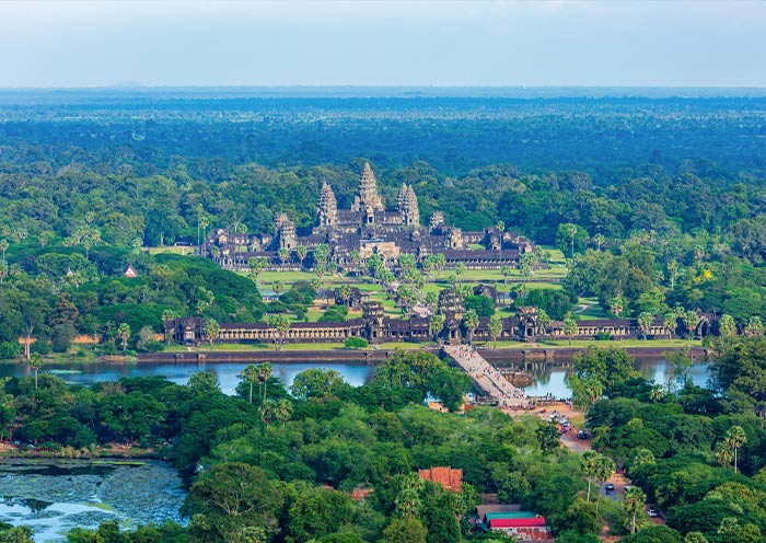 Breathtaking Aerial View of Angkor Wat Complex