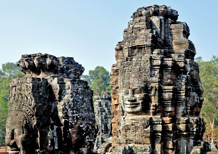 Enigmatic Smiles of Stone at Bayon Temple