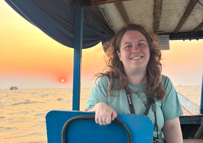Our Guest Enjoying a Serene Sunset at Tonle Sap Lake