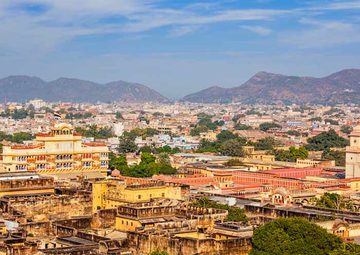 The aerial view from City Palace of Jaipur, India