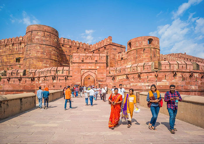 The Agra Fort, also known as Agra's Red Fort