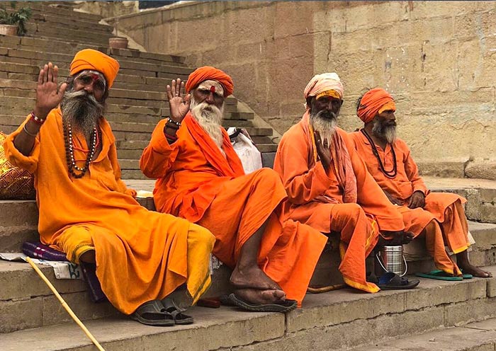 Sadhus near the Ganges River
