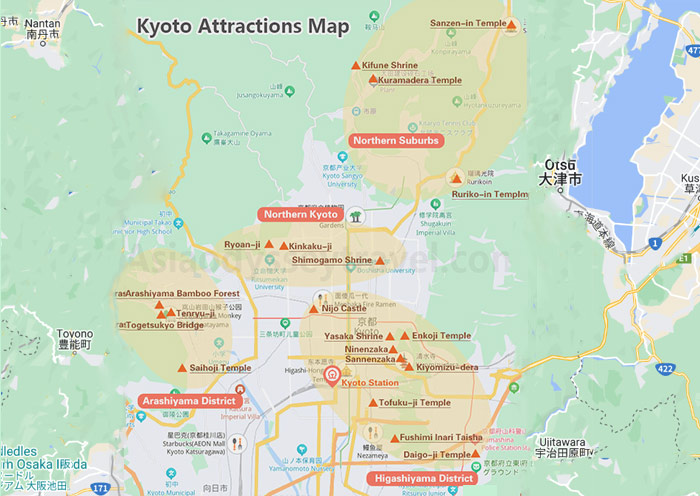 Kyoto Destinations Map