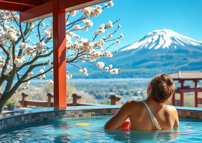 Onsen Experience with Mount Fuji View AI Art