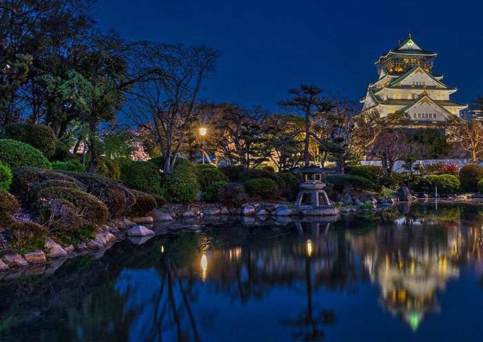 Osaka Castle Park at Night