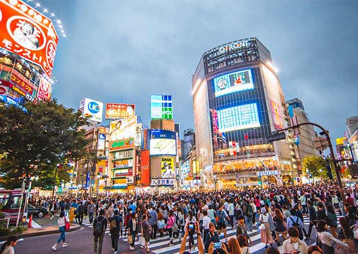 Bustling Shibuya Street