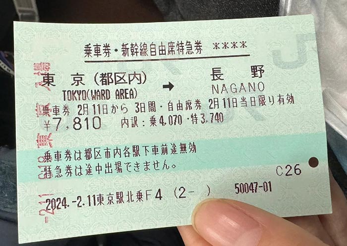 Tokyo to Nagano Shinkansen