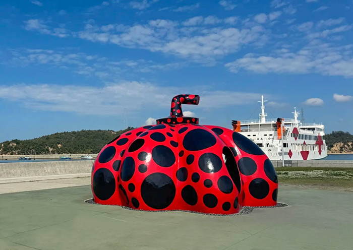 Yayoi Kusama's Red Pumpkin, Naoshima