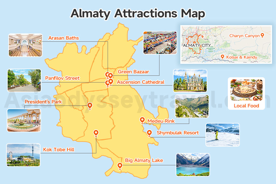 Almaty Attractions Map