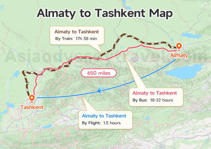 Almaty to Tashkent Route Map