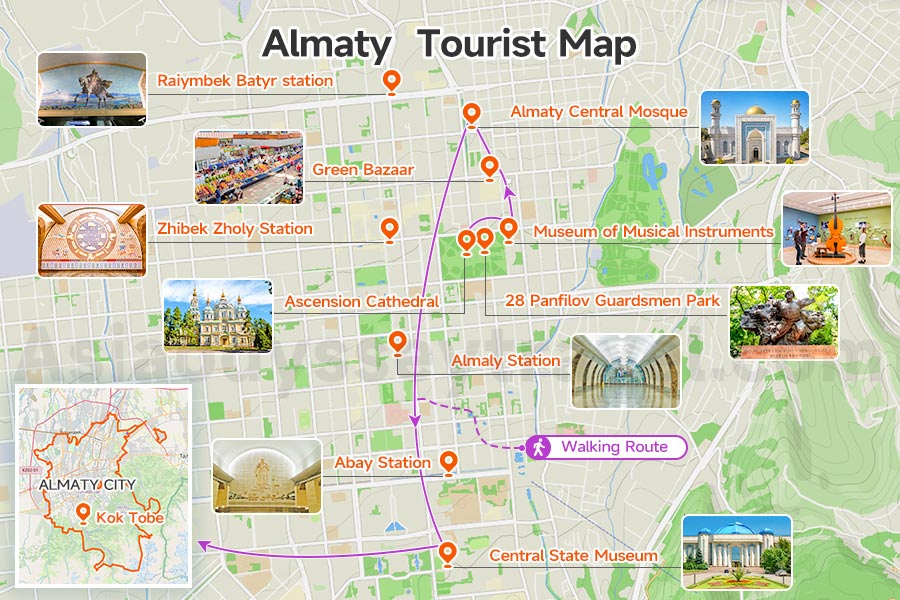 Almaty City Attractions Map