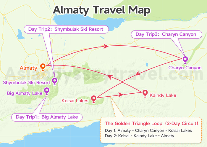 Almaty Surrounding Tourist Map