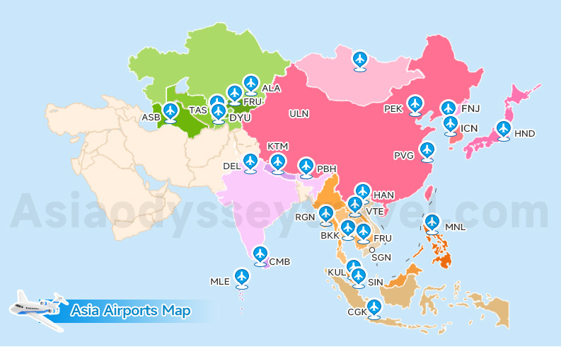 Asia Airports Map