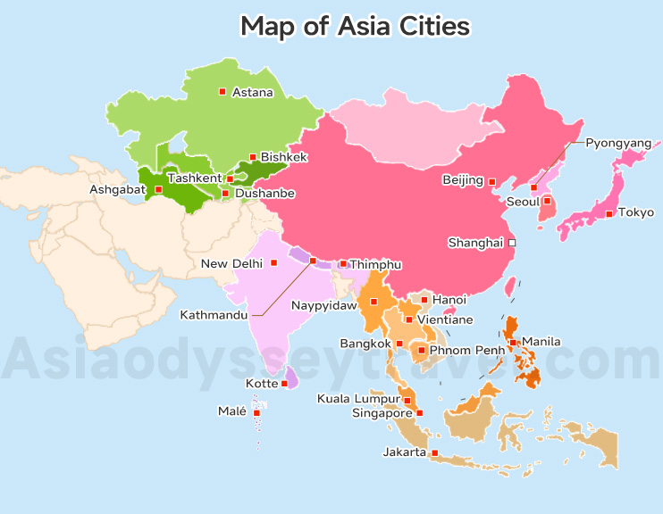 Southeast Asia Cities Map