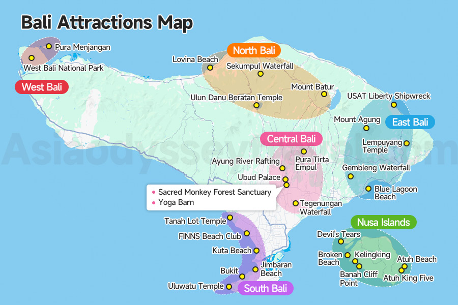 Bali Attractions Map