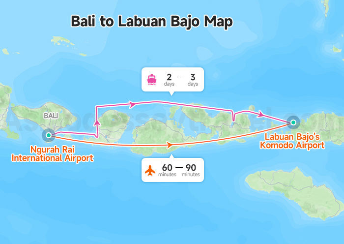 Bali to Labuan Bajo Map