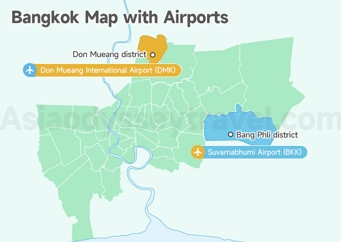 Bangkok Map with Airports