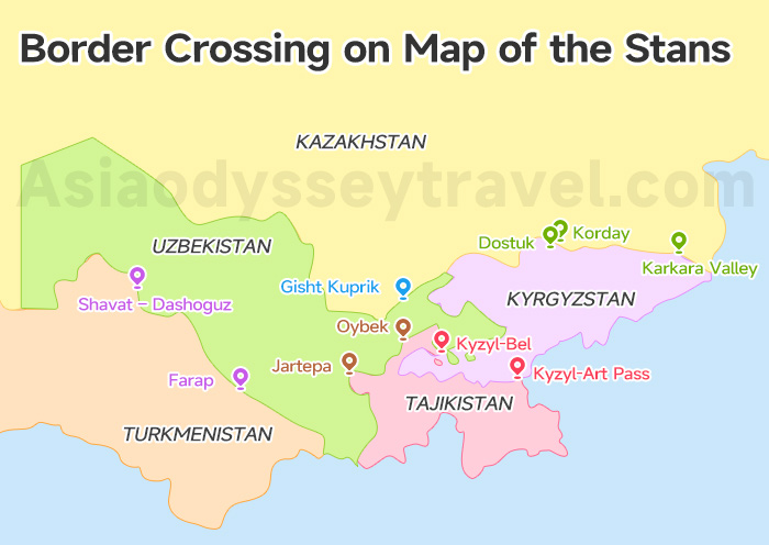  Border Crossing on Map of the Stans 
