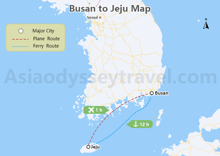 Busan to Jeju Map