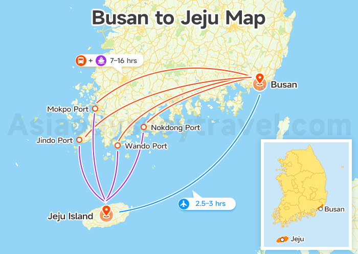 Busan to Jeju Map