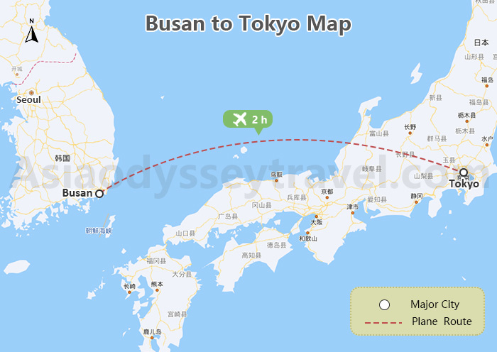 Busan to Tokyo Map