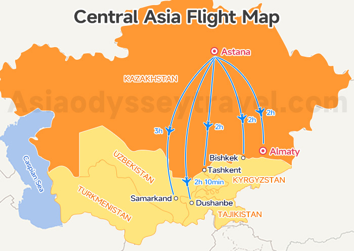 >Central Asia Flight Map