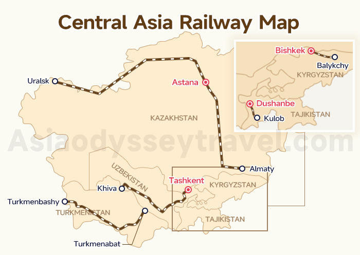  Central Asia Railway Map 