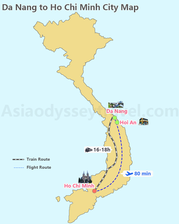 Da Nang to Ho Chi Minh City Map