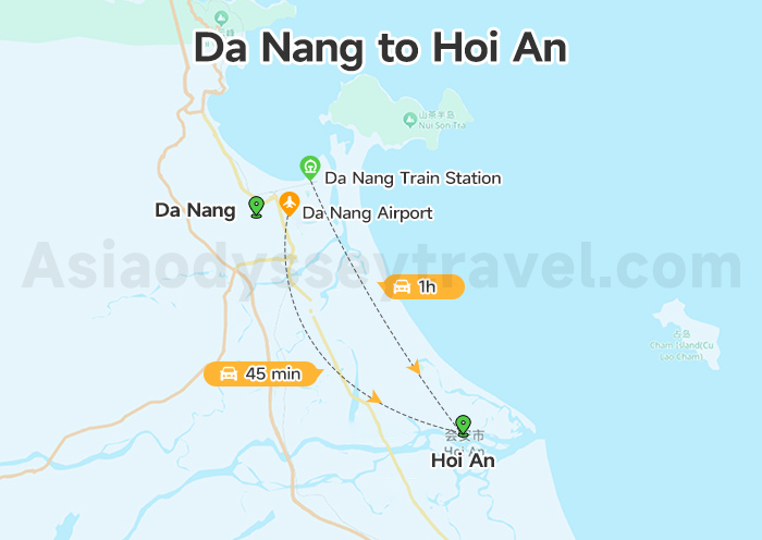 Da Nang to Hoi An Map