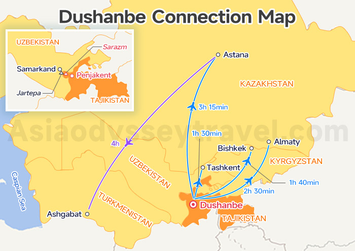Dushanbe Flights Map