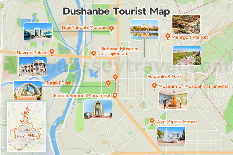 Dushanbe Tourist Map