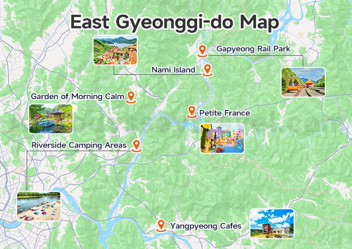 Top Tourist Attractions in East Gyeonggi-do on Map