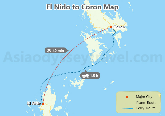 El Nido to Coron Map