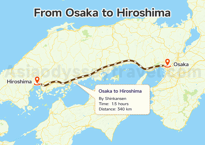 Osaka to Hiroshima Map