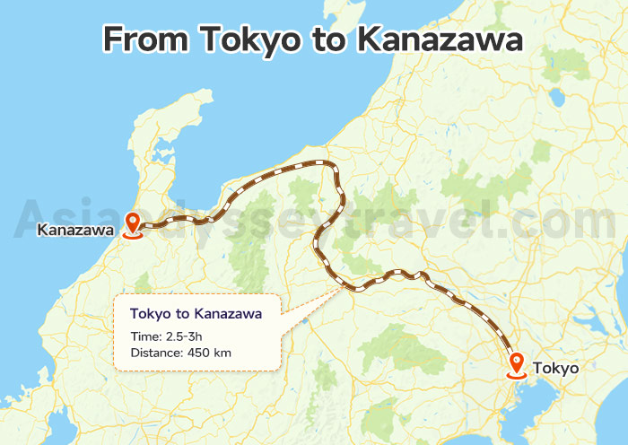 Tokyo to Kanazawa Map