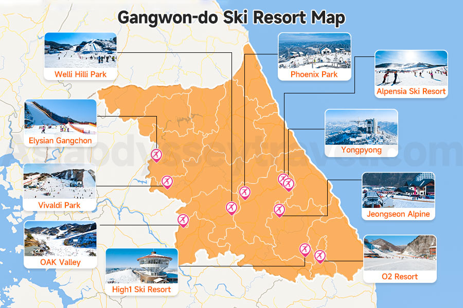 Gangwon-do Ski Resort Map