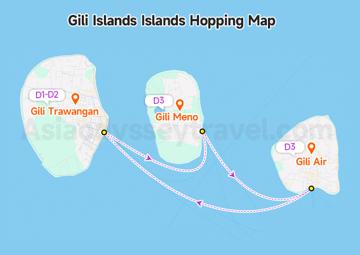 Gili Islands Itinerary Map